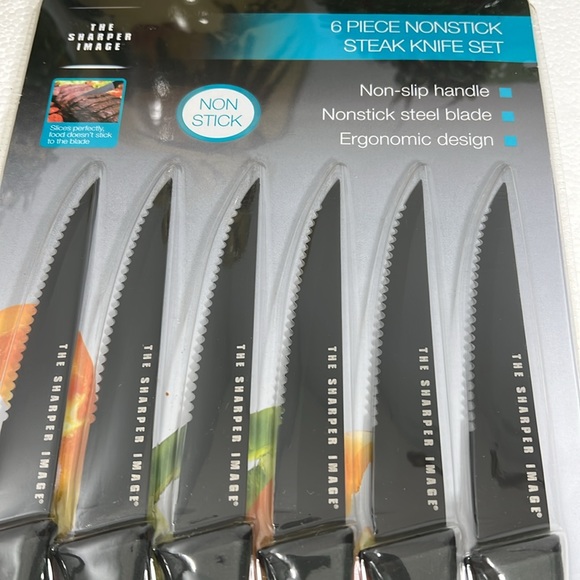 NWT THE SHARPER IMAGE 6 PIECE NONSTICK STEAK KNIFE SET - Picture 2 of 5